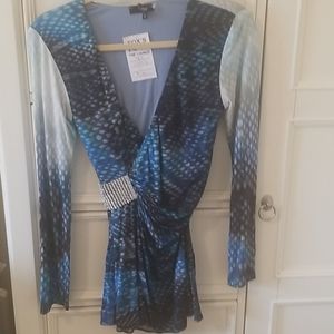 Sky V Neck Rhinestone Tunic